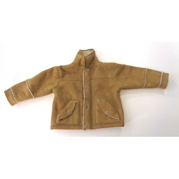 Big Chill Outerwear Tan Faux Leather Shearling Jacket Baby Toddler Size 3T - Picture 1 of 10